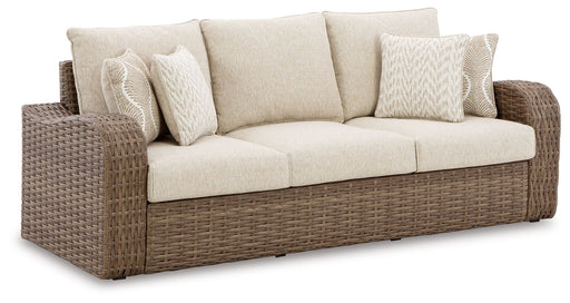Sandy Bloom - Beige - Sofa With Cushion Cleveland Home Outlet (OH) - Furniture Store in Middleburg Heights Serving Cleveland, Strongsville, and Online