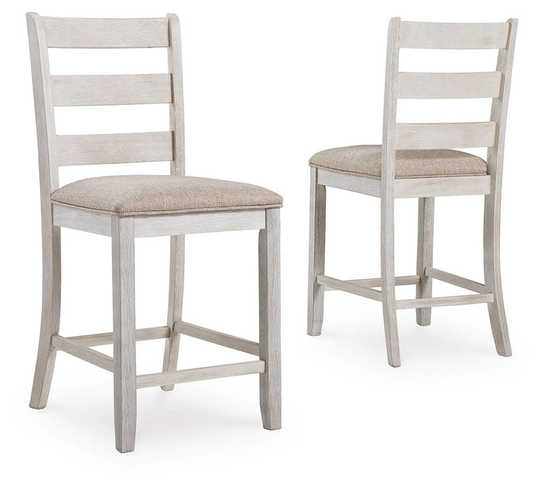 Skempton - White/Light Brown - Upholstered Barstool (2 count)