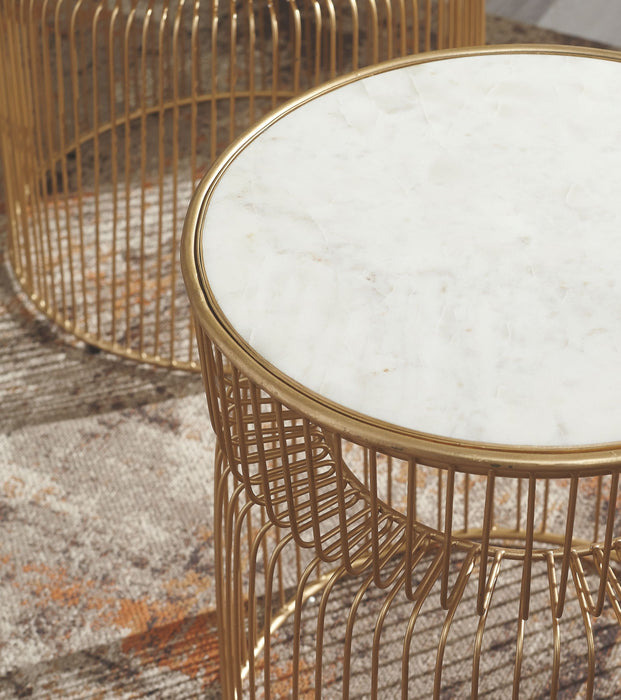 Vernway - White/Gold Finish - Accent Table Set