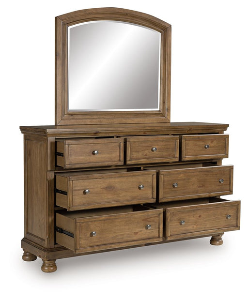 Ashley Vandenmore 7 Drawer Dresser and Mirror, Medium Brown Ashley Vandenmore 7 Drawer Dresser and Mirror, Medium Brown