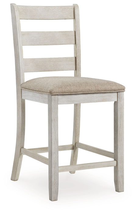 Skempton - White/Light Brown - Upholstered Barstool (2 count)