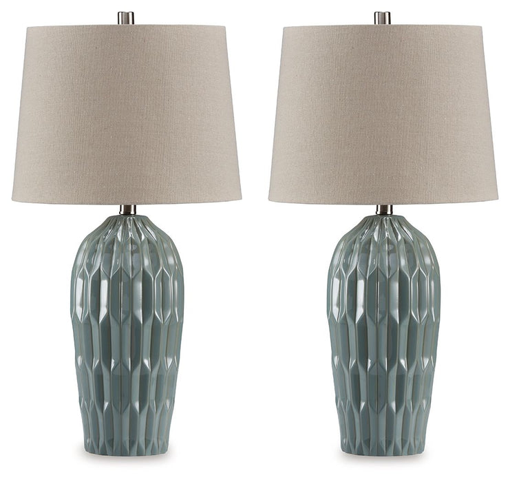 Hadbury - Ceramic Table Lamp (Set of 2) - Pale Blue / Teal