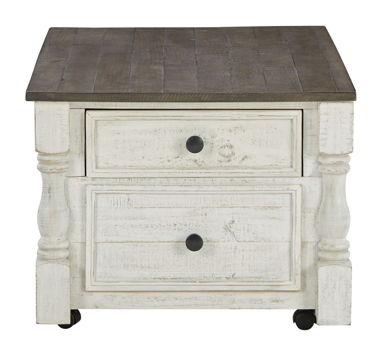 Havalance - White / Gray - Lift Top Cocktail Table With Storage Drawers