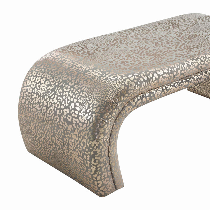 Kenya - Gilded Leopard Bench - Pearl Silver