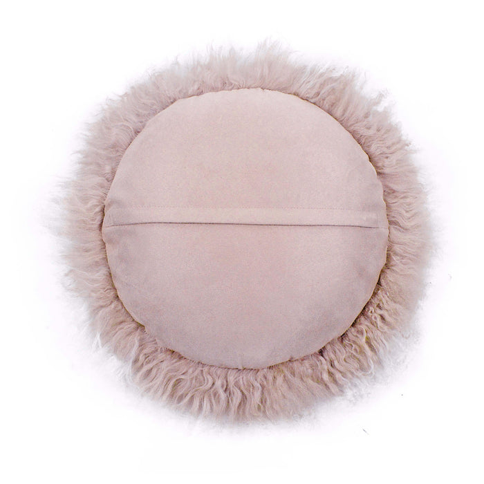 Ruby - Genuine Tibetan Lamb Fur Round Pillow - Blush