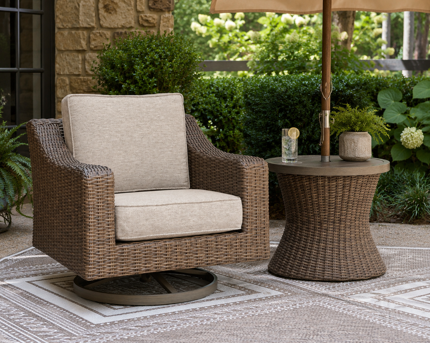 CLEARANCE- Laguna Heights - Swivel Lounge With Cushion & Side Table