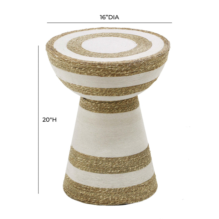 Wren - Striped Side Table - Natural / White