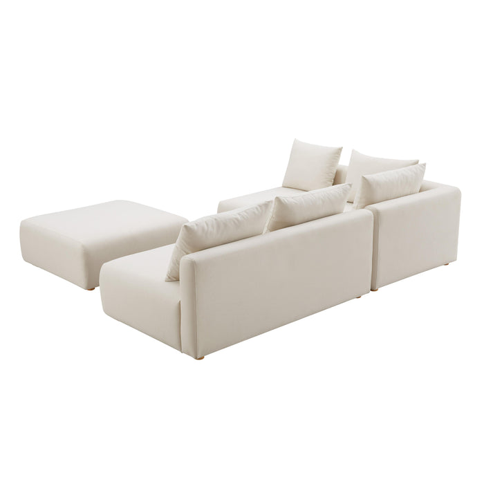 Hangover - Linen 4-Piece Modular Chaise Sectional - Cream