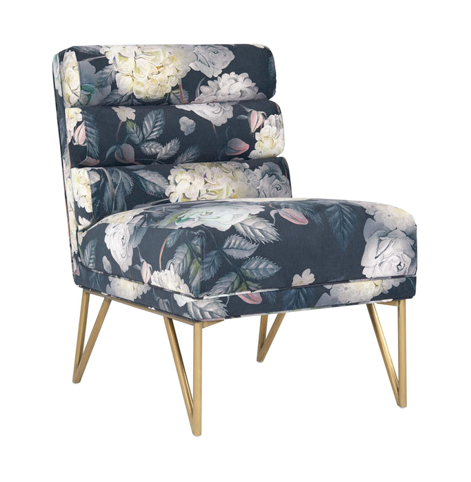 Kelly - Floral Velvet Chair - Dark Gray