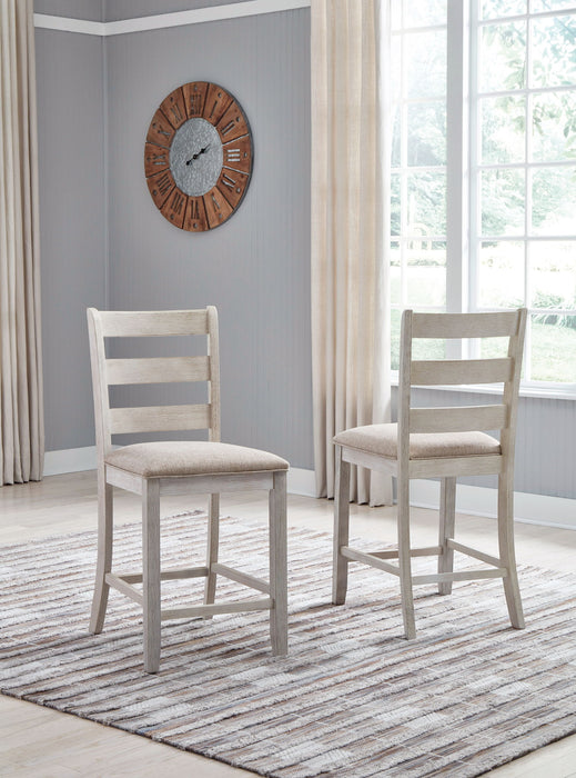 Skempton - White/Light Brown - Upholstered Barstool (2 count)