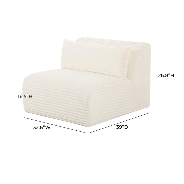 Tarra - Fluffy Oversized Corduroy Modular Armless Chair - Cream