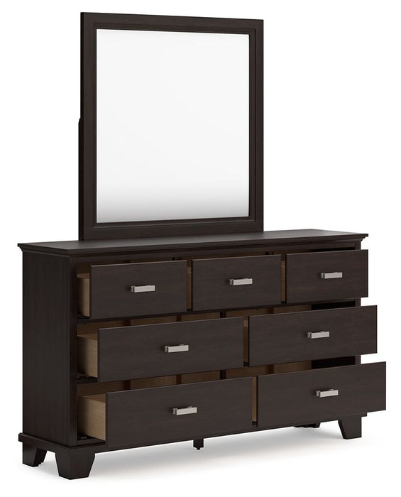Covetown - Dresser And Mirror - Dark Brown Covetown - Dresser And Mirror - Dark Brown