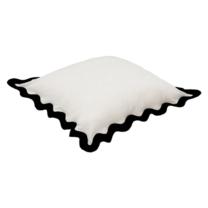 Scalloped - Edge Cotton Velvet Throw Pillow
