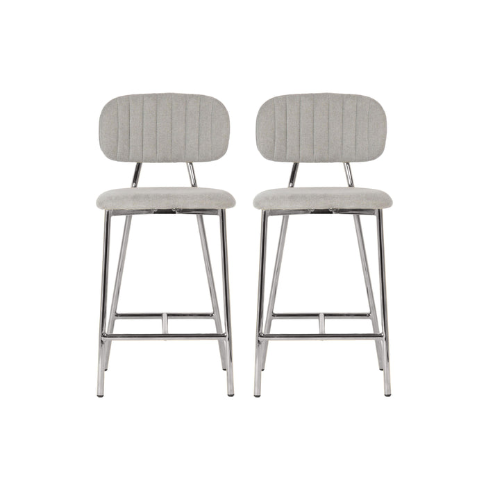 Arianna - Counter Stool With Silver Legs (Set of 2) - Grey