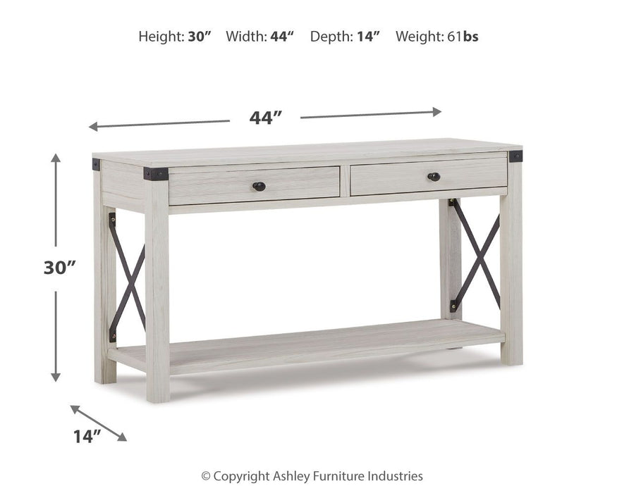 Bayflynn - Whitewash - Console Sofa Table With 2 Drawers