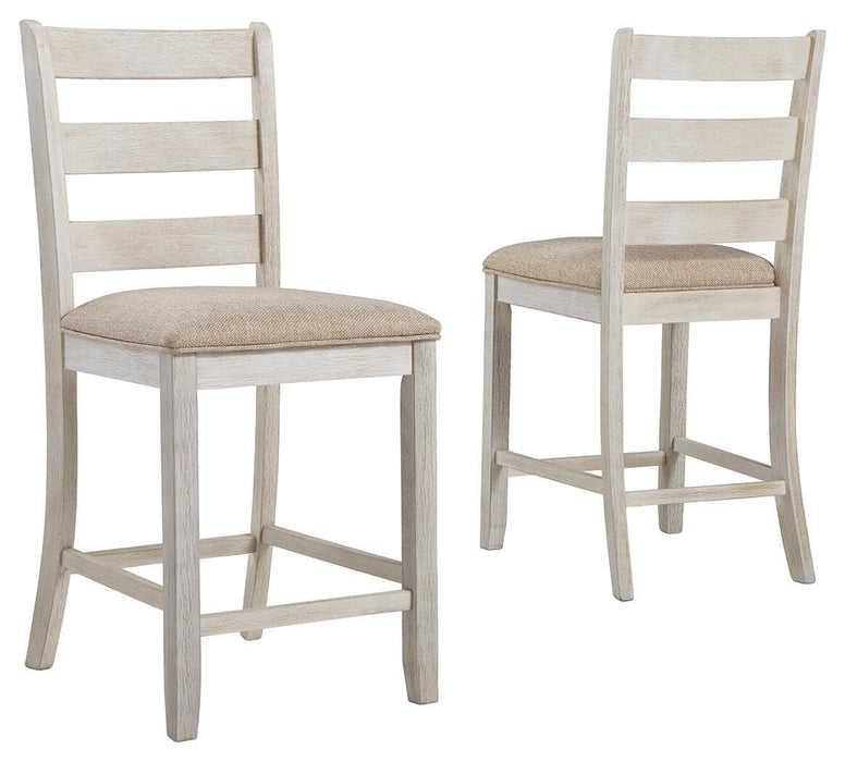 Skempton - White/Light Brown - Upholstered Barstool (2 count)
