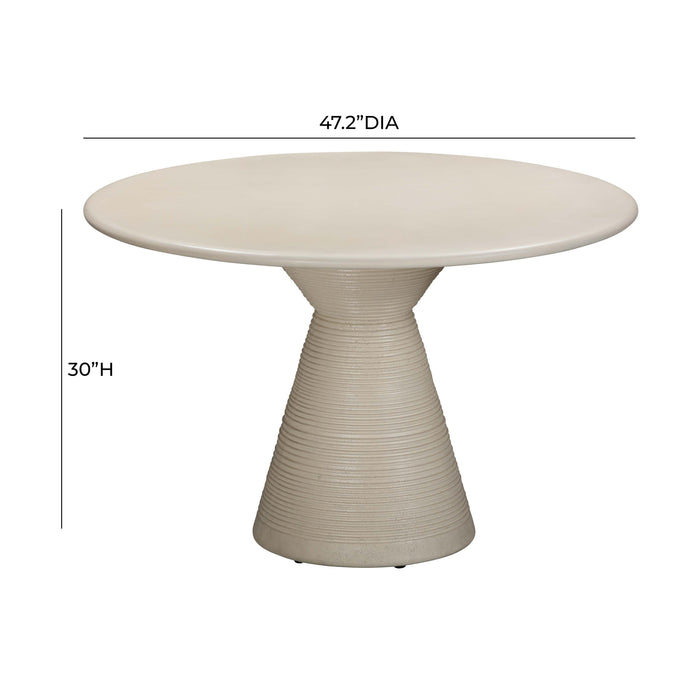 Fern - Textured Faux Plaster Concrete Indoor / Outdoor Round Dining Table - Beige