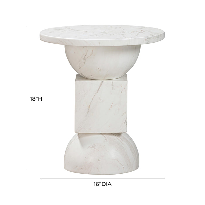 Chip - Marble Print Indoor / Outdoor Side Table - White
