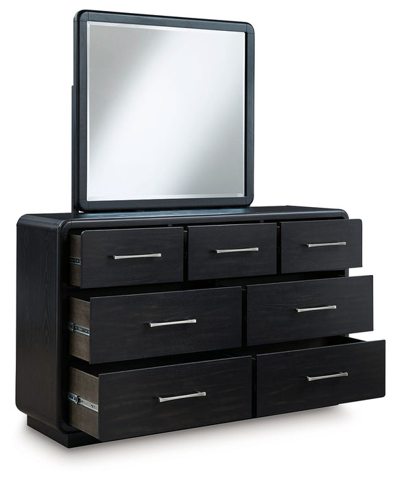 Ashley Rowanbeck 7 Drawer Dresser and Mirror, Black Ashley Rowanbeck 7 Drawer Dresser and Mirror, Black