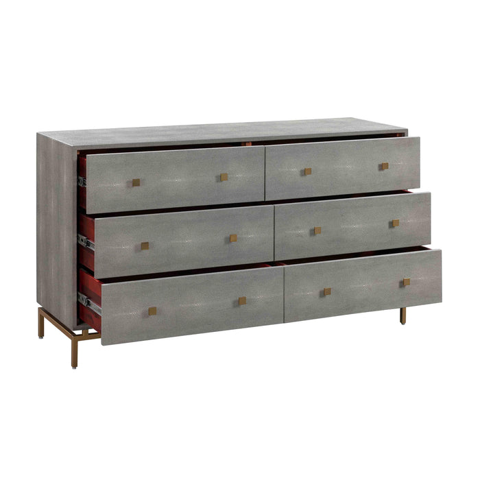 Pesce - Shagreen 6 Drawer Dresser - Gray
