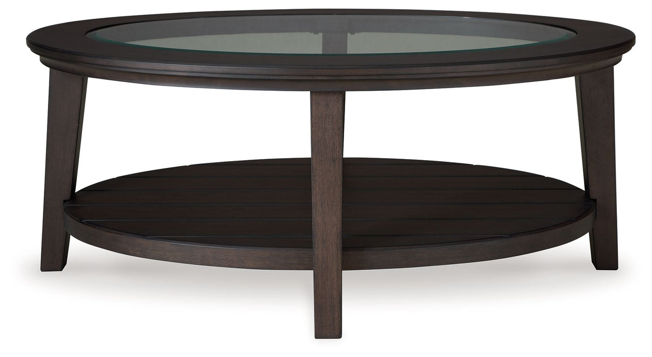 Celamar - Dark Brown - Oval Cocktail Table