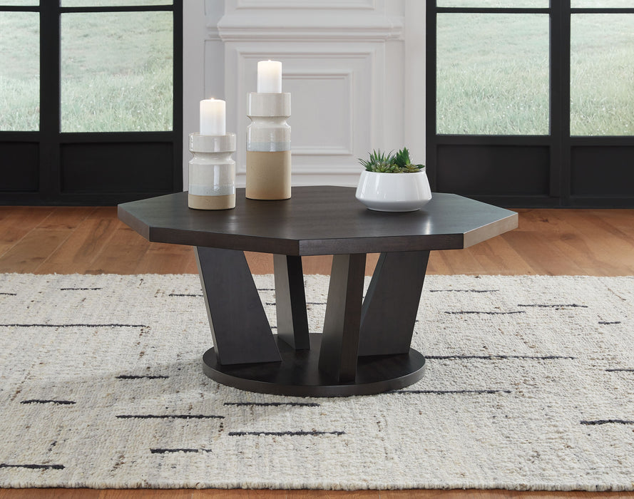 Chasinfield - Octagon Coffee Table - Dark Brown