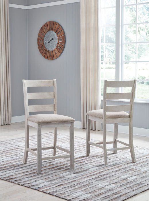 Skempton - White/Light Brown - Upholstered Barstool (2 count)