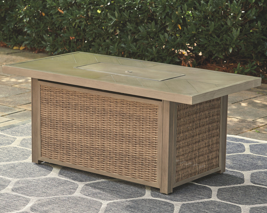 Beachcroft - Beige - Rectangular Fire Pit Table