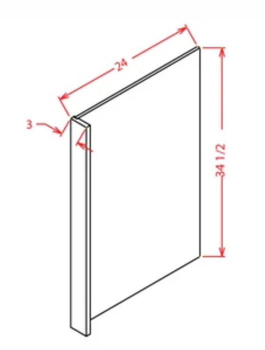 Kitchen Cabinet - Dishwasher Return Panel - 3" W 34" H 24" D - DCB/TSC-DWR3 [DCB/TSC200183]