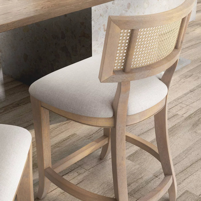 Roben Woven Cane Back Counter Height Barstools Natural Tone/Beige