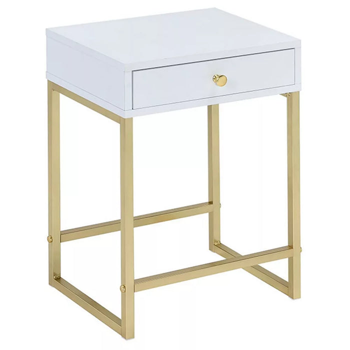 End Table White Brass