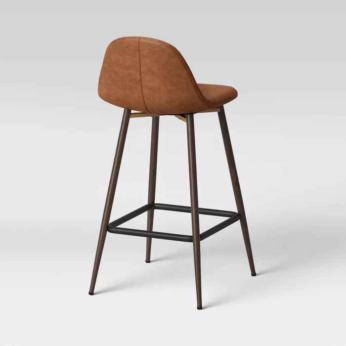 Copley Upholstered Counter Height Barstool with Faux Leather Caramel