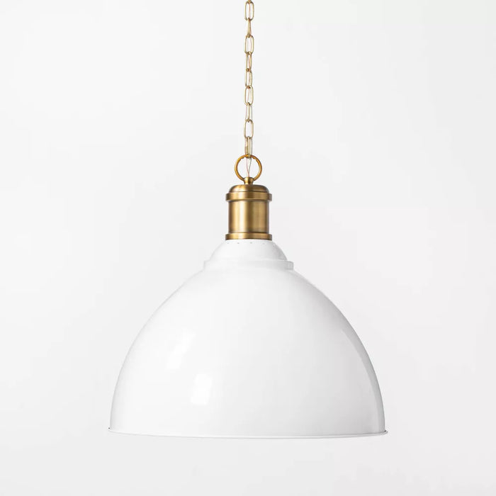 Large Metal Dome Pendant Brass