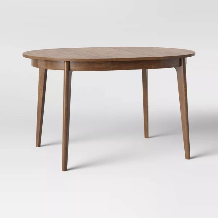 Astrid Mid-Century Round Extendable Dining Table Brown