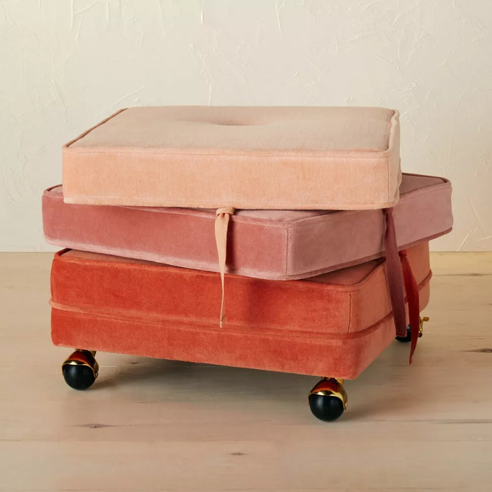 Marin Stackable Pouf with Casters Rust/Blush Gradient