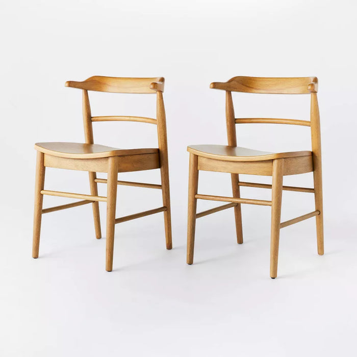 2pk Kaysville Curved Back Wood Dining Chair Natural