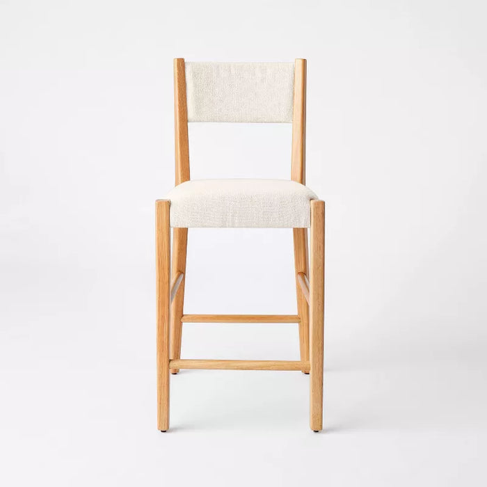 Yalecrest Upholstered Seat and Back with Wood Frame Counter Height Barstools Cream/Natural