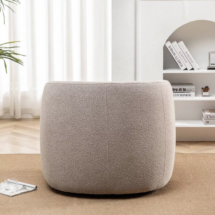 Boucle Upholstered Swivel Armchair Taupe