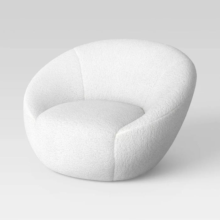 Swivel Accent Chair Faux Shearling Cream