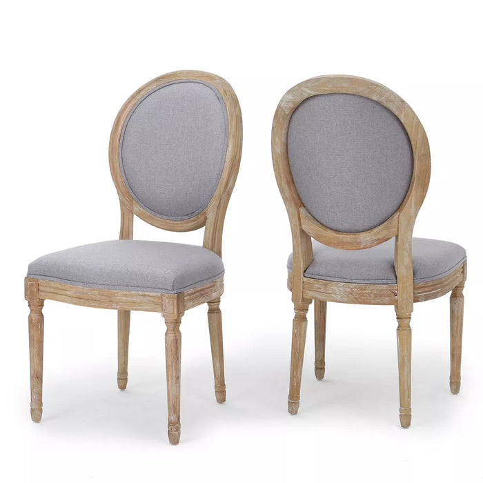 Set of 2 Phinnaeus Dining Chairs Light Gray/Natural