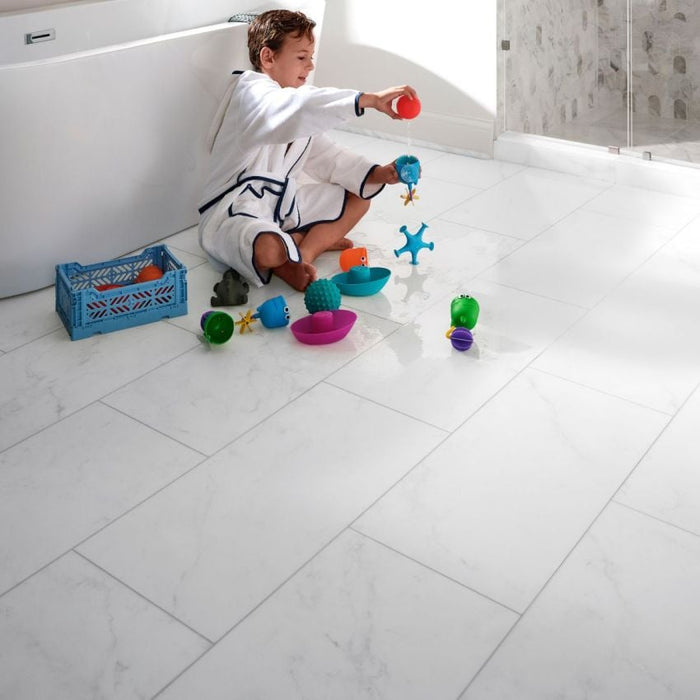 COREtec - Plus Tile - VV872 - Bianco Marble - Vinyl Tile Flooring