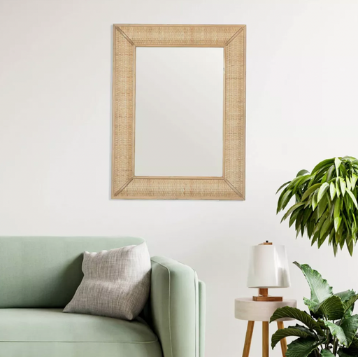 Rectangle Wall Mirror with Rattan Detail Brown Cleveland Home Outlet (OH) - Furniture Store in Middleburg Heights Serving Cleveland, Strongsville, and Online