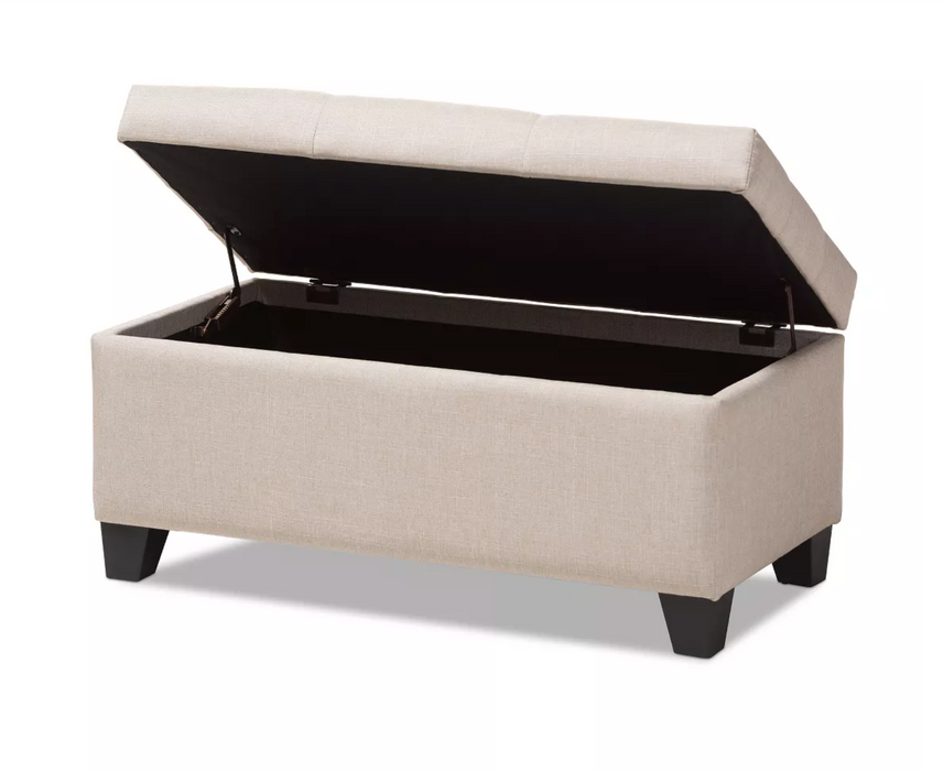 Michaela Modern and Contemporary Fabric Upholstered Storage Ottoman Beige