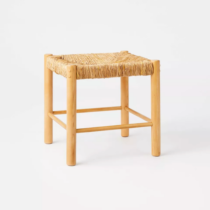 Moro Canyon Woven Ottoman with Wood Legs Natural