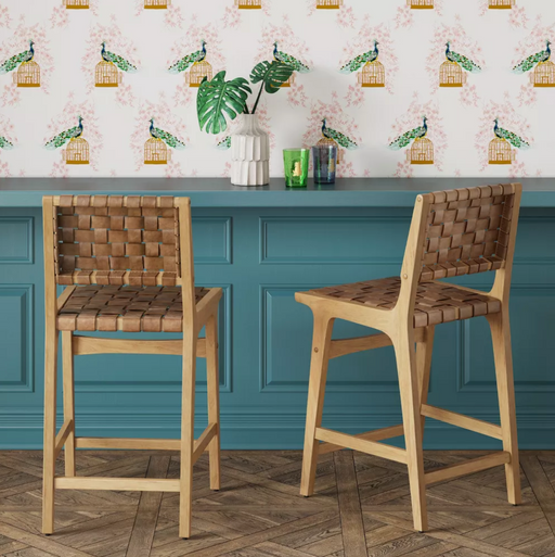 Ceylon woven and wood counter deals stool