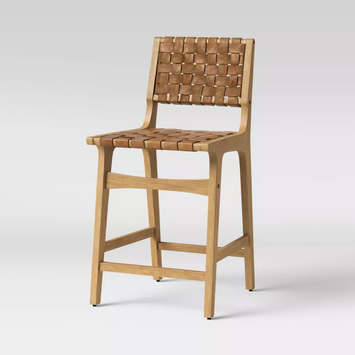 Ceylon Woven Counter Height Barstool Brown/Natural Wood