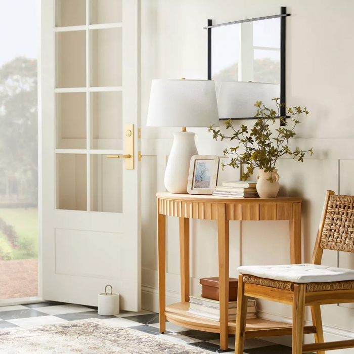 Thousand Oaks Wood Scalloped Demilune Console Table Natural