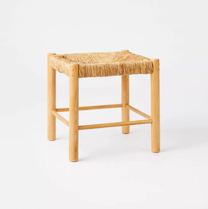 Moro Canyon Woven Ottoman with Wood Legs Natural