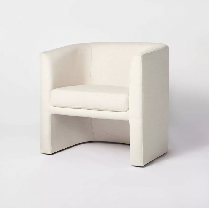 Vernon Upholstered Barrel Accent Chair Natural Linen