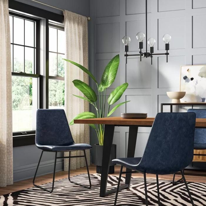 2pk Bowden Faux Leather Dining Chair Navy Blue Cleveland Home